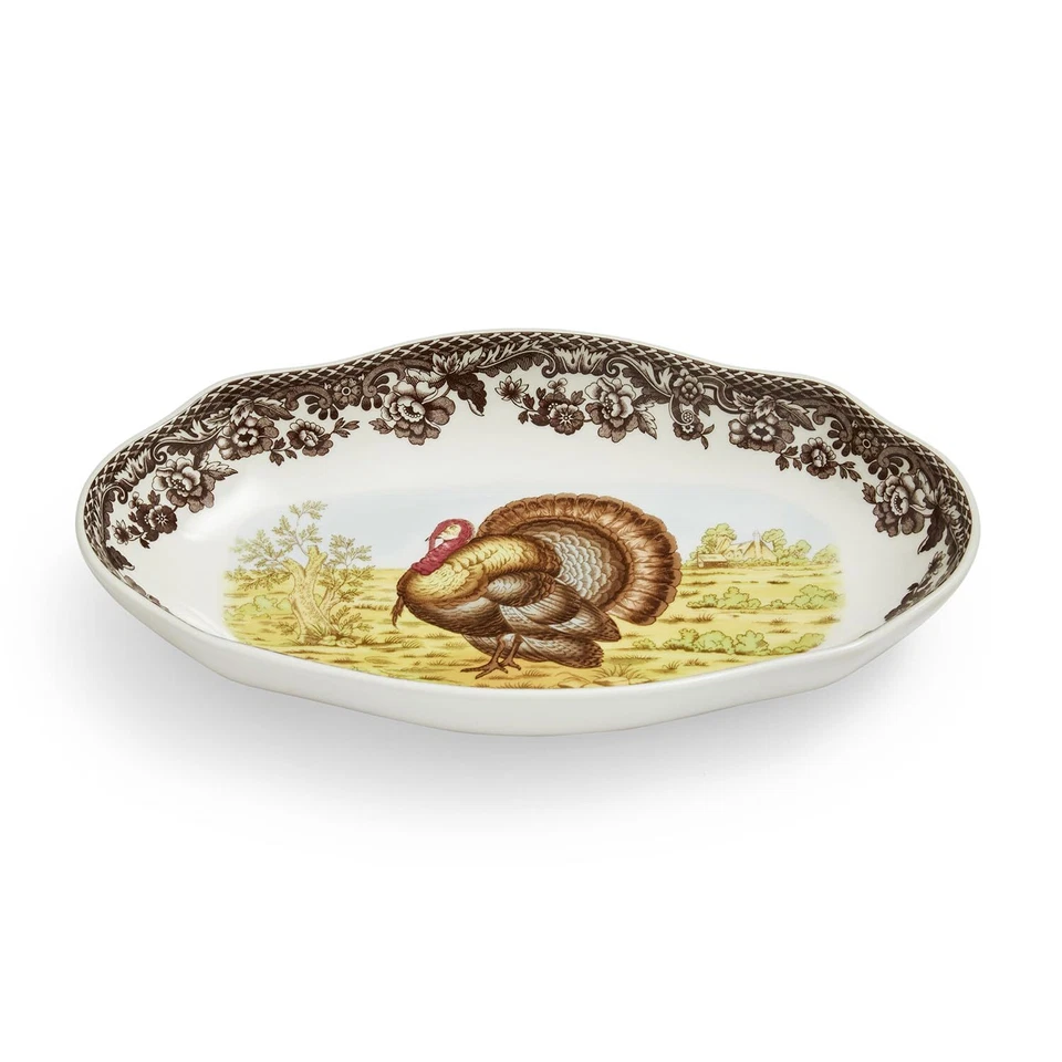 Spode Woodland Turkey Pickle Dish | Perfect for Thanksgiving Table - Image 2 of 4