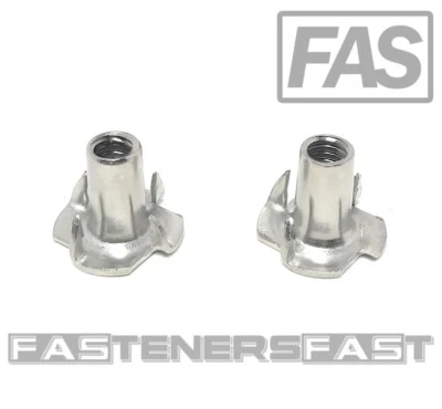 (25) Stainless Steel T-Nut 1/4-20 x 9/16 (4 Prong) 18-8 - Fast Free Shipping