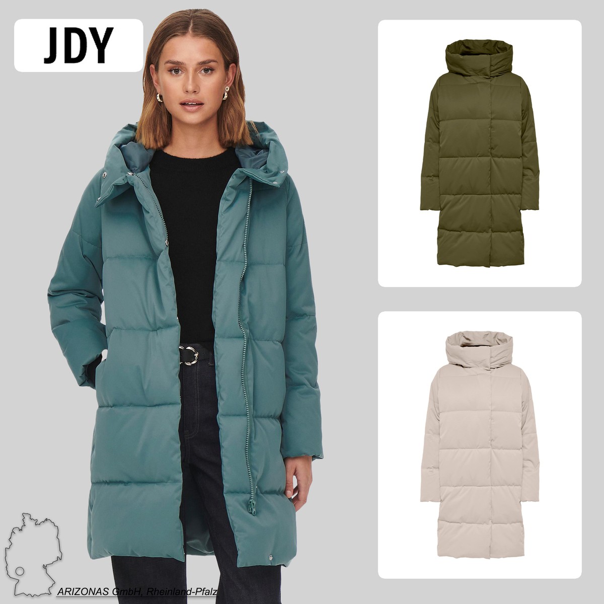 Cappotto trapuntato invernale con cappuccio imbottito per donna