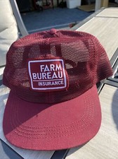 Farm Bureau Snapback Baseball Cap Hat Maroon Mesh Trucker Patch USA
