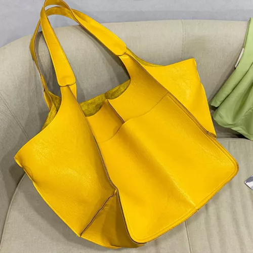 Women Large Capacity Soft Leather Casual Tote Shoulder Bag Retro Shopper Handbag - Picture 8 of 35