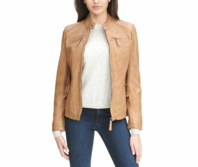 Women's Biker Motorcycle Stylish Real Leather Jacket Slim Fit Soft Lambskin Coat