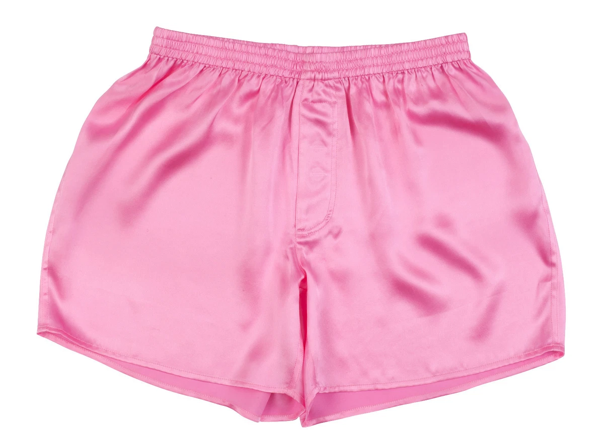 SEXY 100% Charmeuse SILK Mens Boxer Shorts Underwear (Pink)