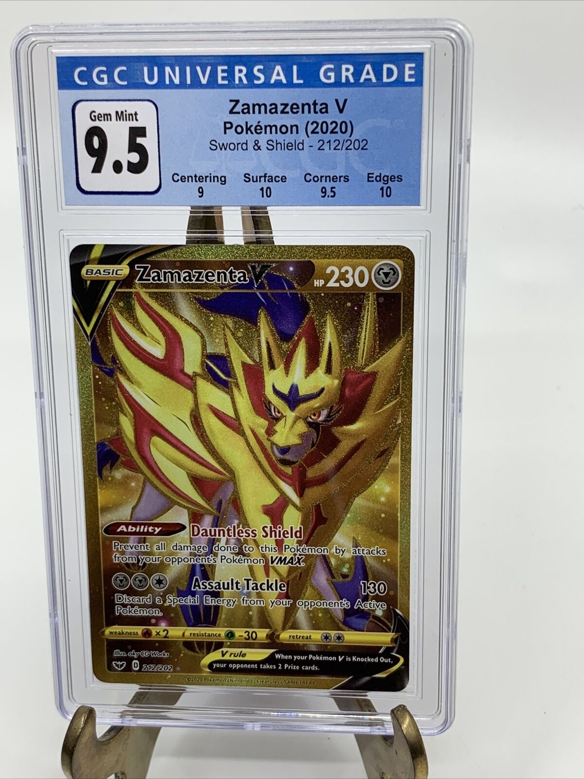 Carte Pokemon - Zamazenta v - 212/202 - Secrète rare gold - épée et  bouclier - française