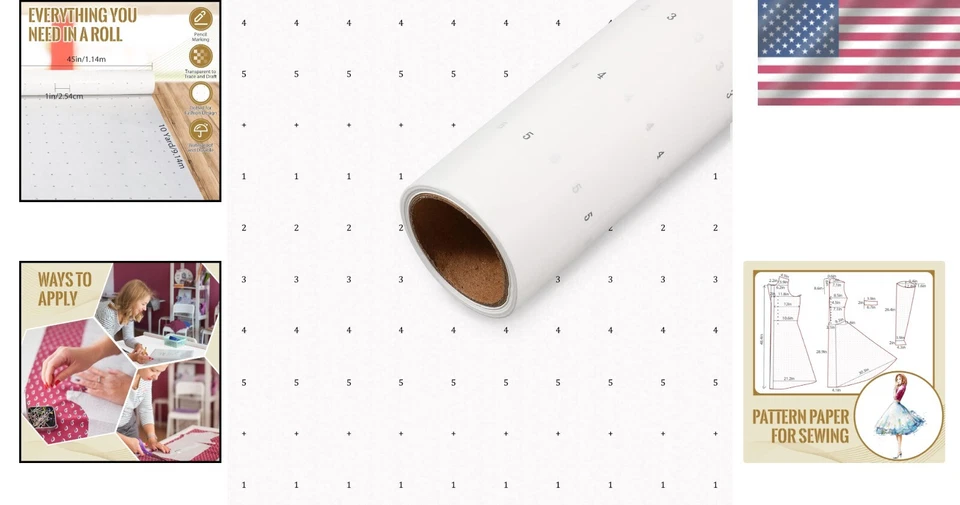 Large Roll of 45" x 10 Yards Dotted Pattern Paper - Ideal for Crafting & Sewing - Image 2 of 4