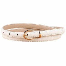 QUALITY LADIES GIRLS THIN SKINNY SOLID FAUX LEATHER ADJUSTABLE SKATER WAIST BELT