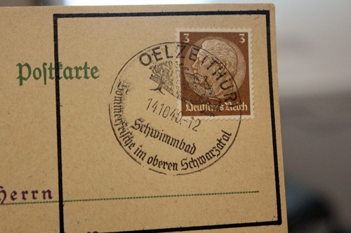 (51) German WW II postcard 10.14.40 Oelze, Thuringia, kind of first day cover. - Picture 2 of 7