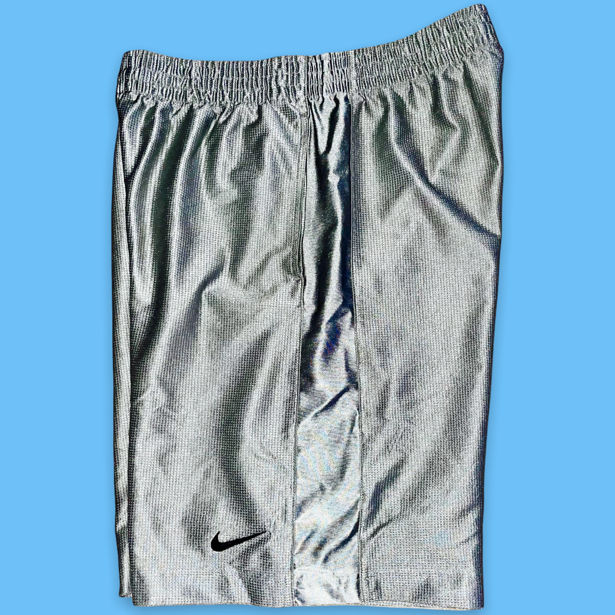 Rare Vintage Nike Basketball Dazzle Shorts Silky Silver Med