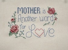 COMPLETED FINISHED CROSS STITCH, MOTHER IS ANOTHER WORD FOR LOVE pack of 2