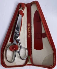 Scissors Griffon Austria Pinking Sheers Red Leather Case