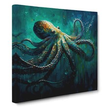 Octopus Palette Knife Canvas Wall Art Print Framed Picture Home Office Decor