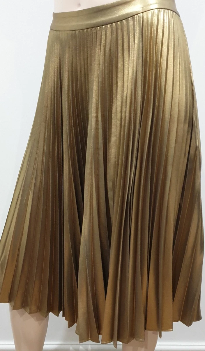 Knee length top metallic pleated skirt