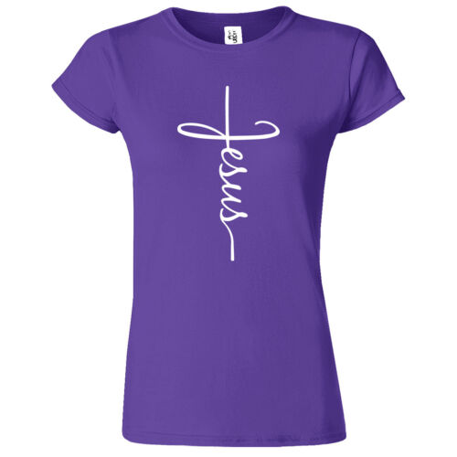 T-shirt Gesù Croce Donna Fede Cristiano Religiosa Bibbia Cristo Chiesa Maglietta Nuova - Foto 30 di 36