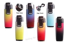 TESLA® Coil Lighters Triple Flame Torch Lighter w/ Cigar Punch