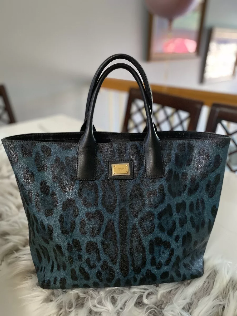 Grey Leopard Faux Fur Oversized Tote