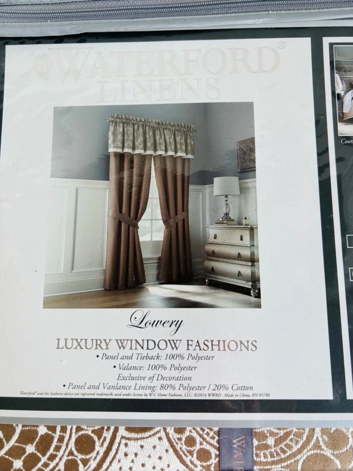 2 Новые оконные балдахины Waterford постельное белье Lowery роскошь на заказ серо-коричневый 55 «x 24» - Изображение 2 из 4