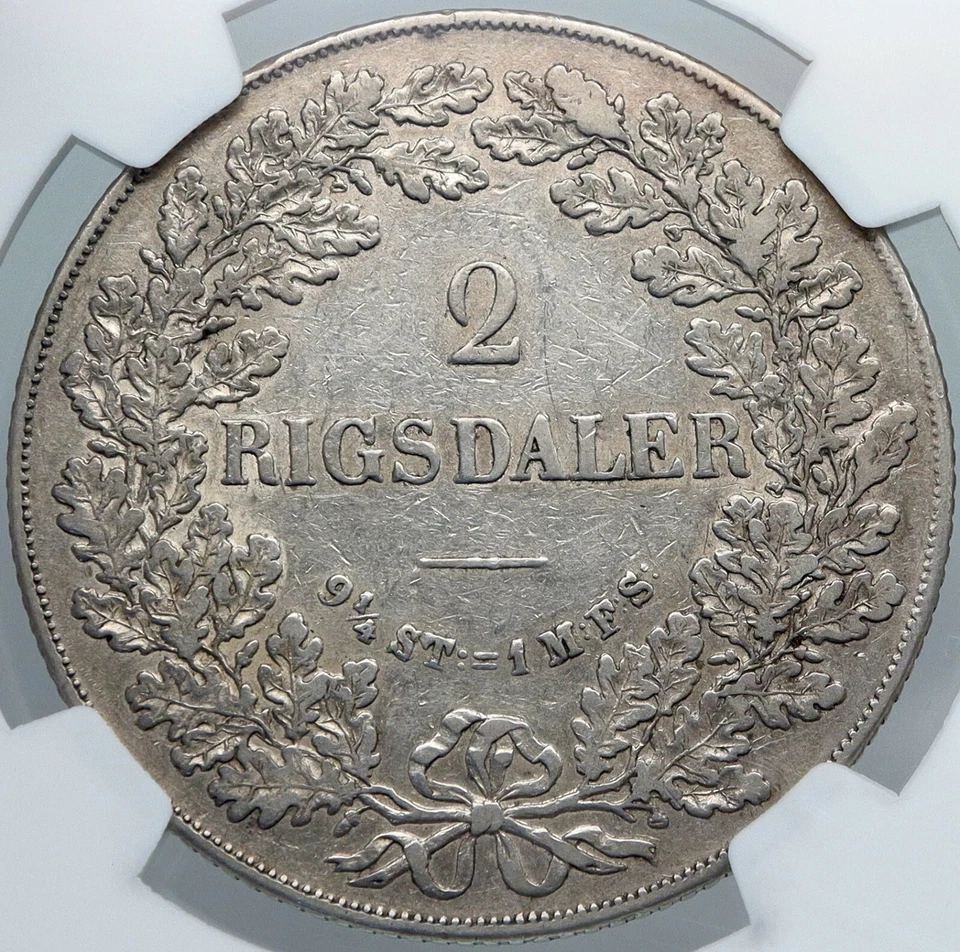 1854 FKVS DENMARK King Frederick VII ANTIQUE Silver 2 Rigsdaler Coin NGC i88753 - Image 2 of 4