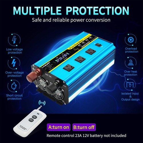 2000W/3000W/4000W Pure Sine Wave Inverter 12V/24V to 240V – 3 AC Outlets + 4 USB - Picture 18 of 65