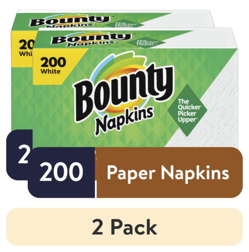 2 pack Bounty Paper Napkins White 200 Count Napkins For Restaurants, BBQs, Party