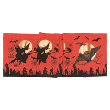 Halloween Table Runner, 72" x 15", Orange & Black print, Gathered Traditions NWT