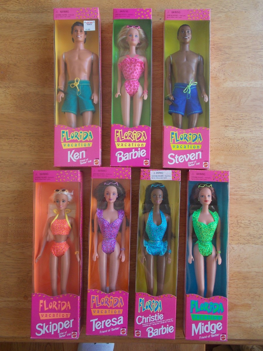 New Lot 7 Florida Vacation Barbie Ken Teresa Christie Midge Steven