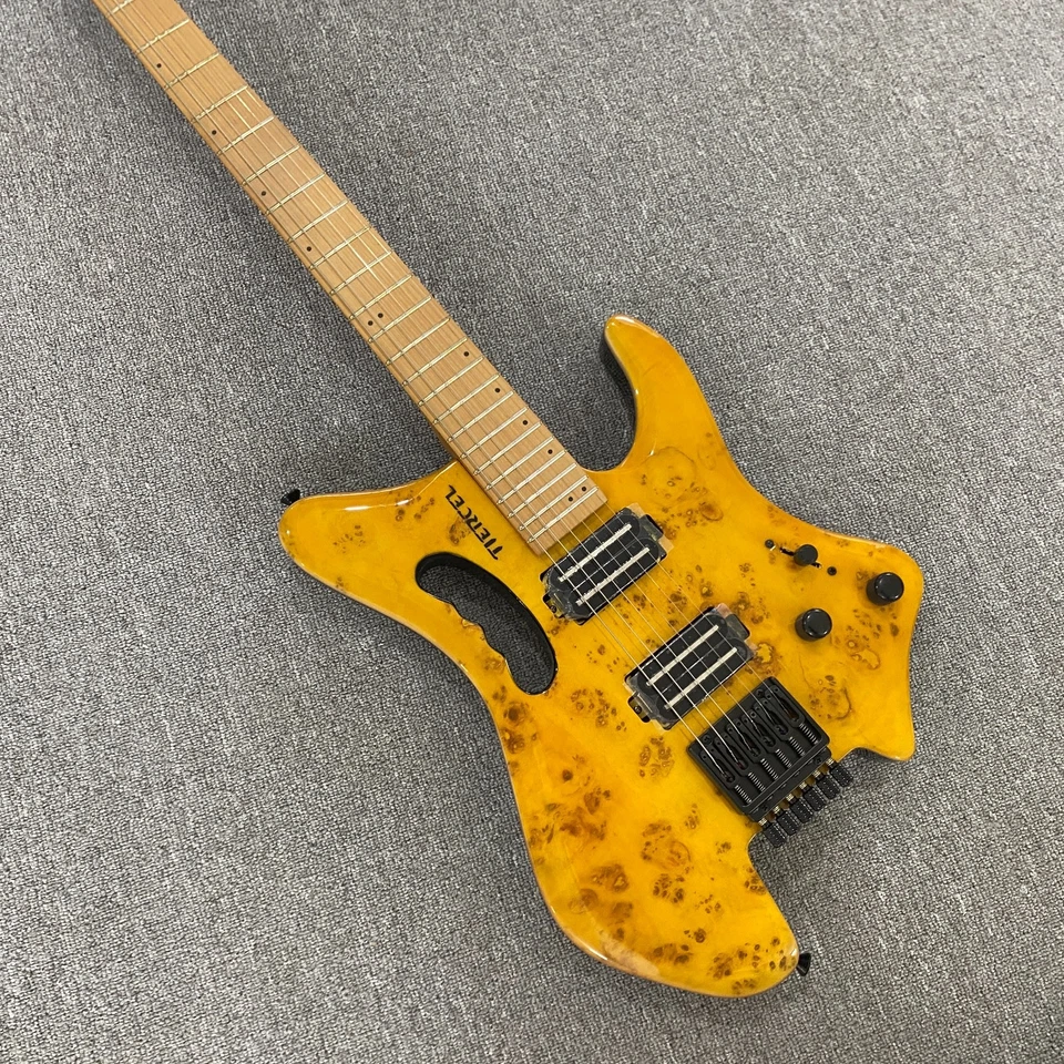 Guitarra eléctrica sin cabeza de madera de traste de arce sin logotipo HH PICKUP cuerpo sólido Foto 2 de 4