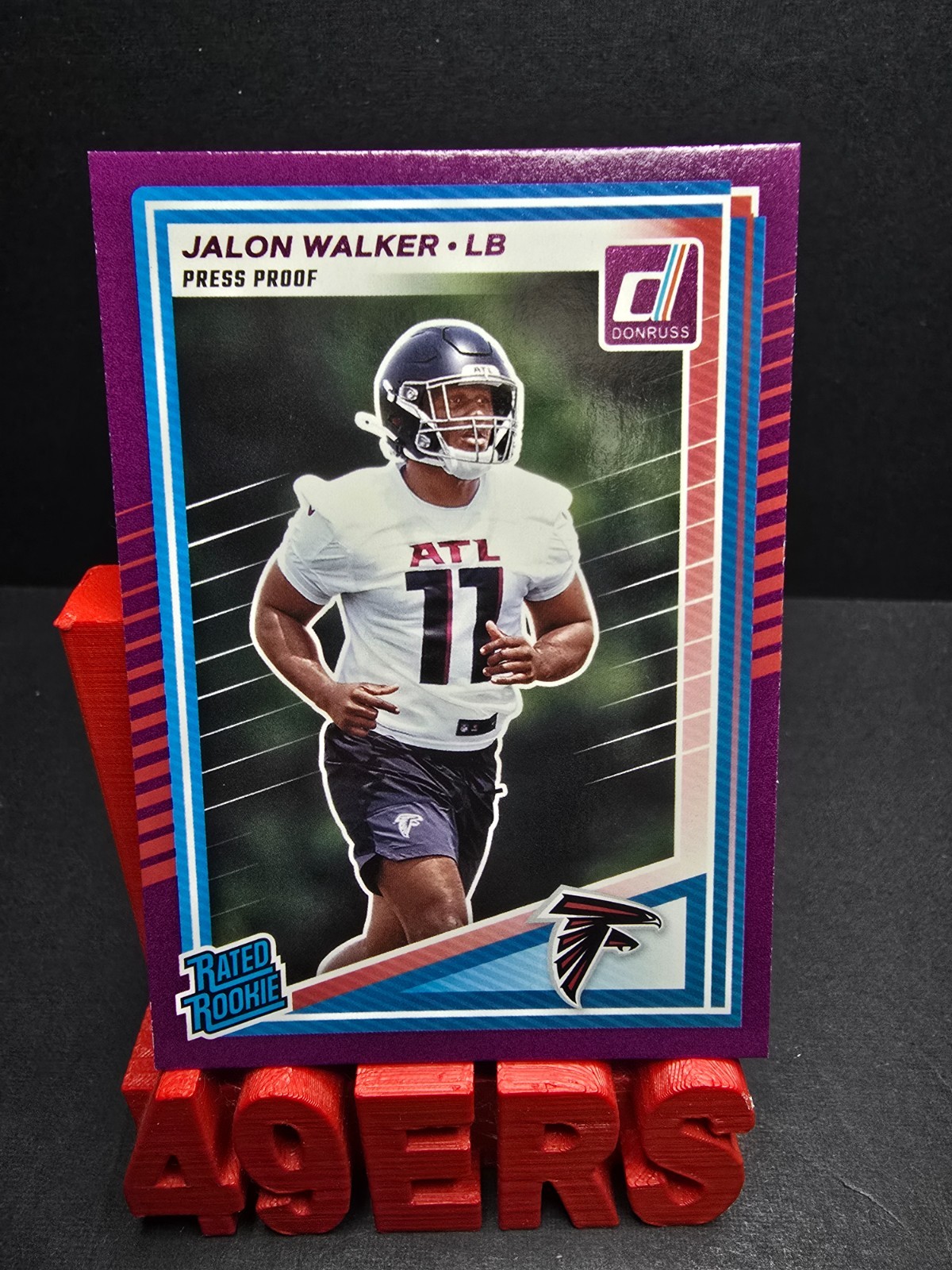 2025 Panini Donruss - Rookies Jalon Walker #344(RC) Purple Press Proof Atlanta