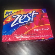 ZEST Tropical Fresh Energy Enhanced Scent 8 Soap Bars Sealed