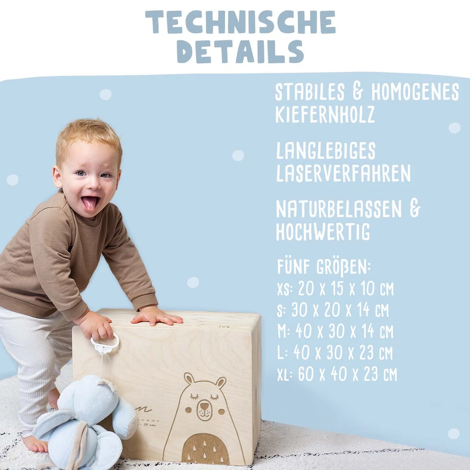 Erinnerungskiste aus Holz MEMORIES Erinnerungsbox Geschenk mit Wunschtext Gravur - Bild 4 von 4