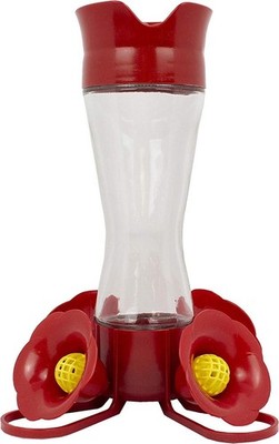 Perky-Pet Pinch Waist Glass Hummingbird Feeder 8 oz Capacity, Red.