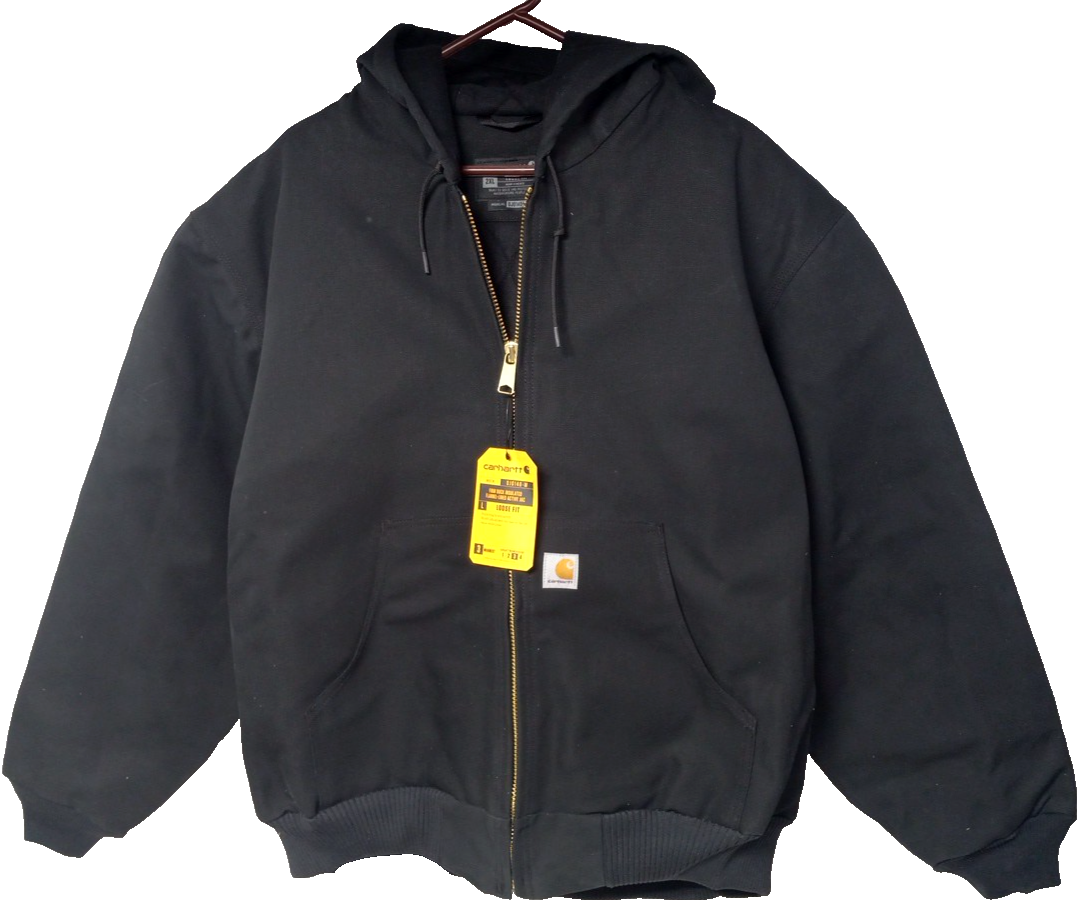 Carhartt XXL Loose Fit Firm Duck Insulated Black Jacket Hooded
