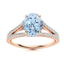 925 Silver Aquamarine Stone Art Deco Solitaire with Accents Wedding Ring