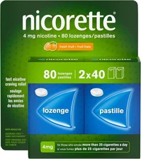 Nicorette Nicotine Lozenges Quit Smoking Aid Fresh Fruit 4mg 80 Count