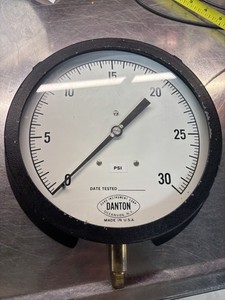 Danton 8 1/2" Big Pressure Gauge  0-30 PSI Duro Instrument USA NY vintage water
