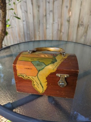 Deoo-purse Wooden The Thirteen Colonies Map Design Purse