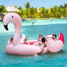 Giant Inflatable Flamingo Pool Float 4-6 Person with Electric Air Pump