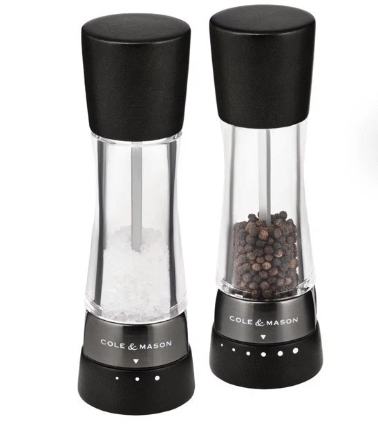Cole & Mason Derwent BlackWood Salt Pepper Mill Set Adjustable Grinder NWT
Opens in a new window or