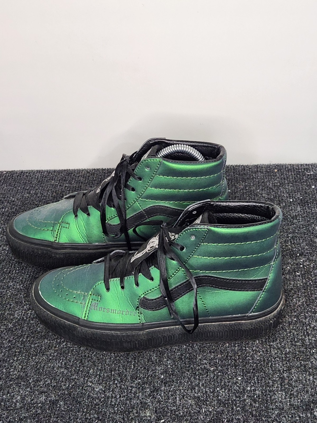 Harry Potter Slytherin Morsmordre Vans Off The Wall High Sneaker Green M 6 W 7.5 thumbnail 2
