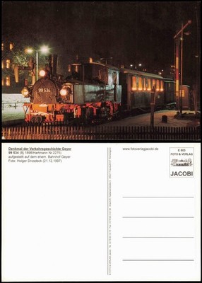 Geyer Denkmal der Verkehrsgeschichte Dampflokomotive bei Nacht 1998