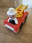 Vintage Fisher Price Little People Fire Truck Engine With Fireman