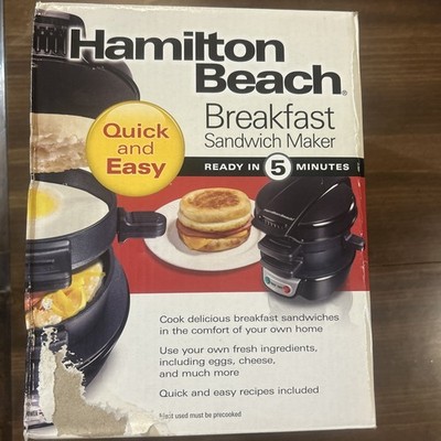 Hamilton Beach Quick & Easy Breakfast Sandwich Maker Black  #25477 NEW