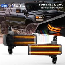 For Chevrolet Silverado GMC Sierra Dual-Row Amber LED Tow Mirror Marker Lights