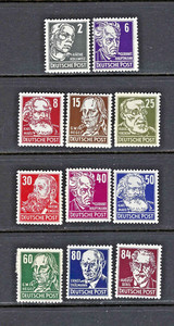 GERMANY DDR 1953 #122-124, 126, 129-134, 136 MNH  Famous People CV $246