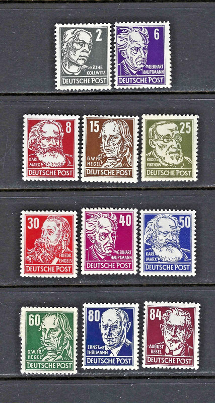 GERMANY DDR 1953 #122-124, 126, 129-134, 136 MNH  Famous People CV $246
