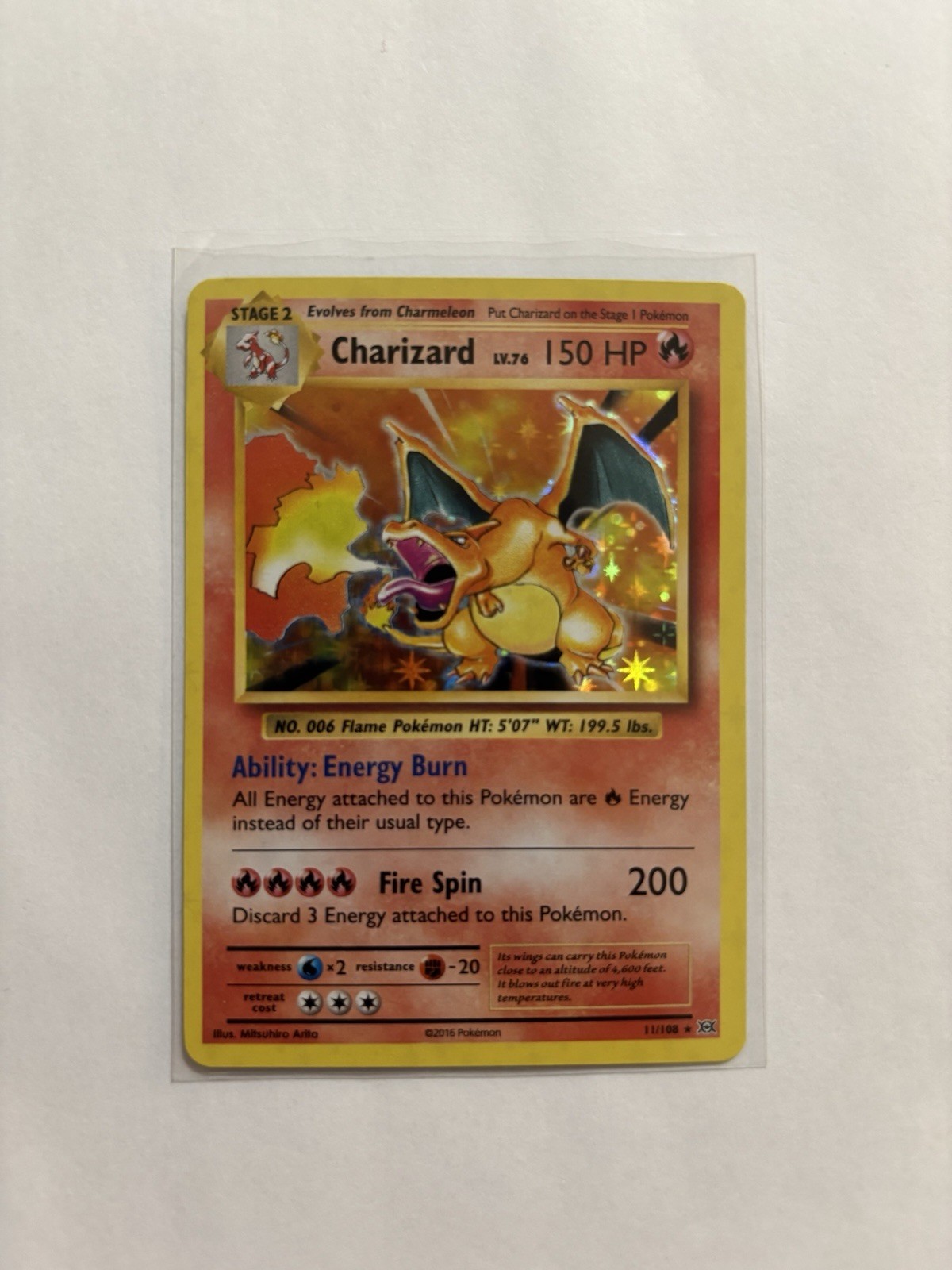 2016 Charizard - 11/108 - Pokemon Evolutions XY Holo Rare Card - HP