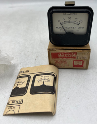 MRC Model Rectifier Corp Ammeter 0-20 DC Amperes Panel Gauge