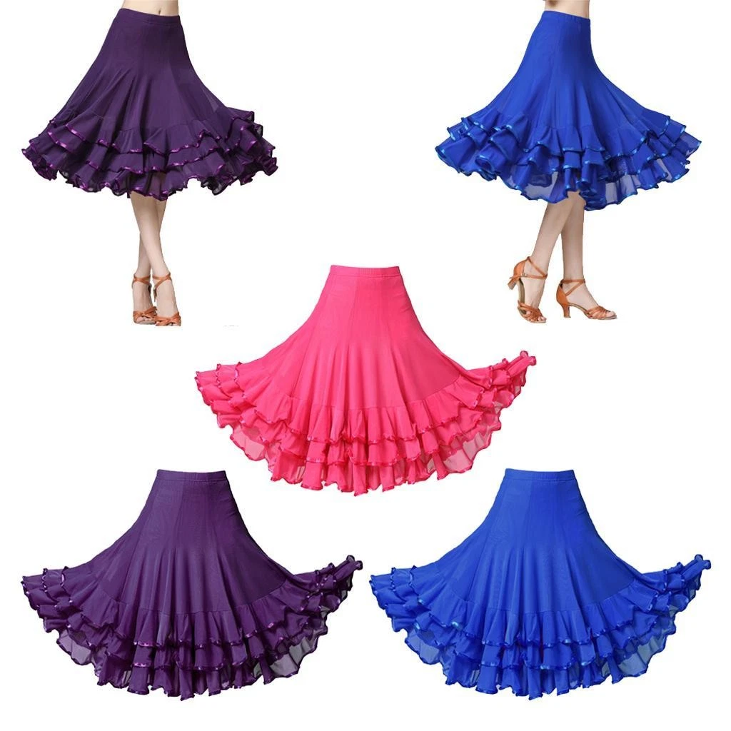 Flamenco Ballroom Dance Standard Moderne Jupe Longue Robe Tango