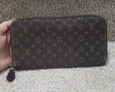 Louis Vuitton chocolate Brown denim Zip-Around Women's Wallet monogram
