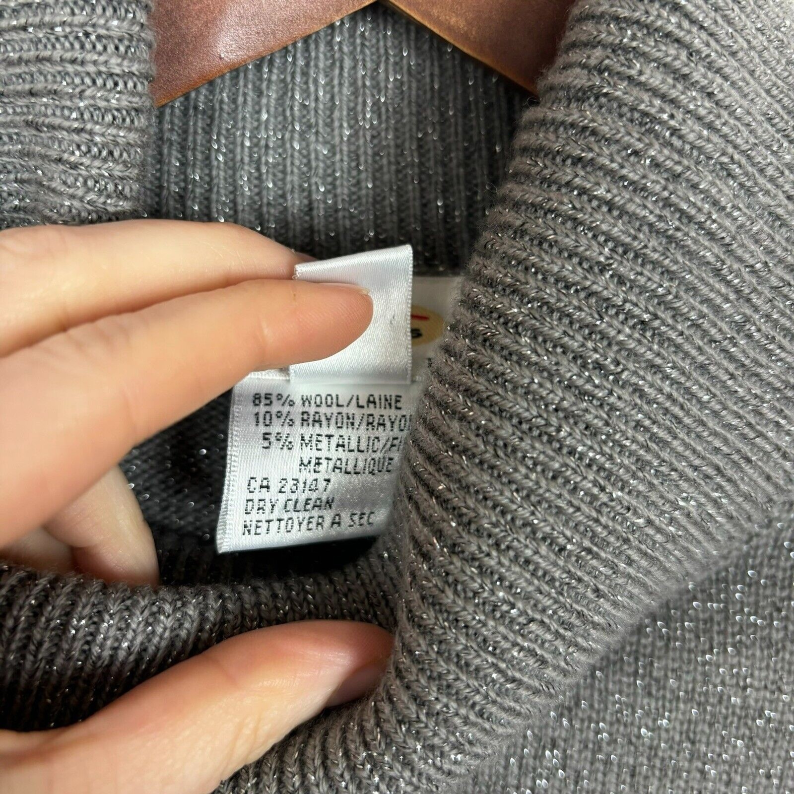 Talbots Silver Metallic Wool Blend Turtleneck Sho… - image 3