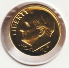 24k Gold Plate Rare Old US 1981 Liberty Roosevelt Dime Collector Collection Coin